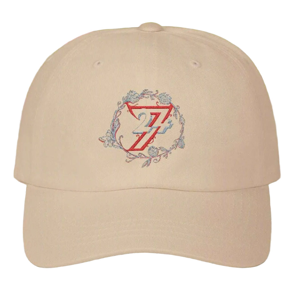 Stone colored zero-AI embroidered dad hat from the 24/7 Unique Designs collection.