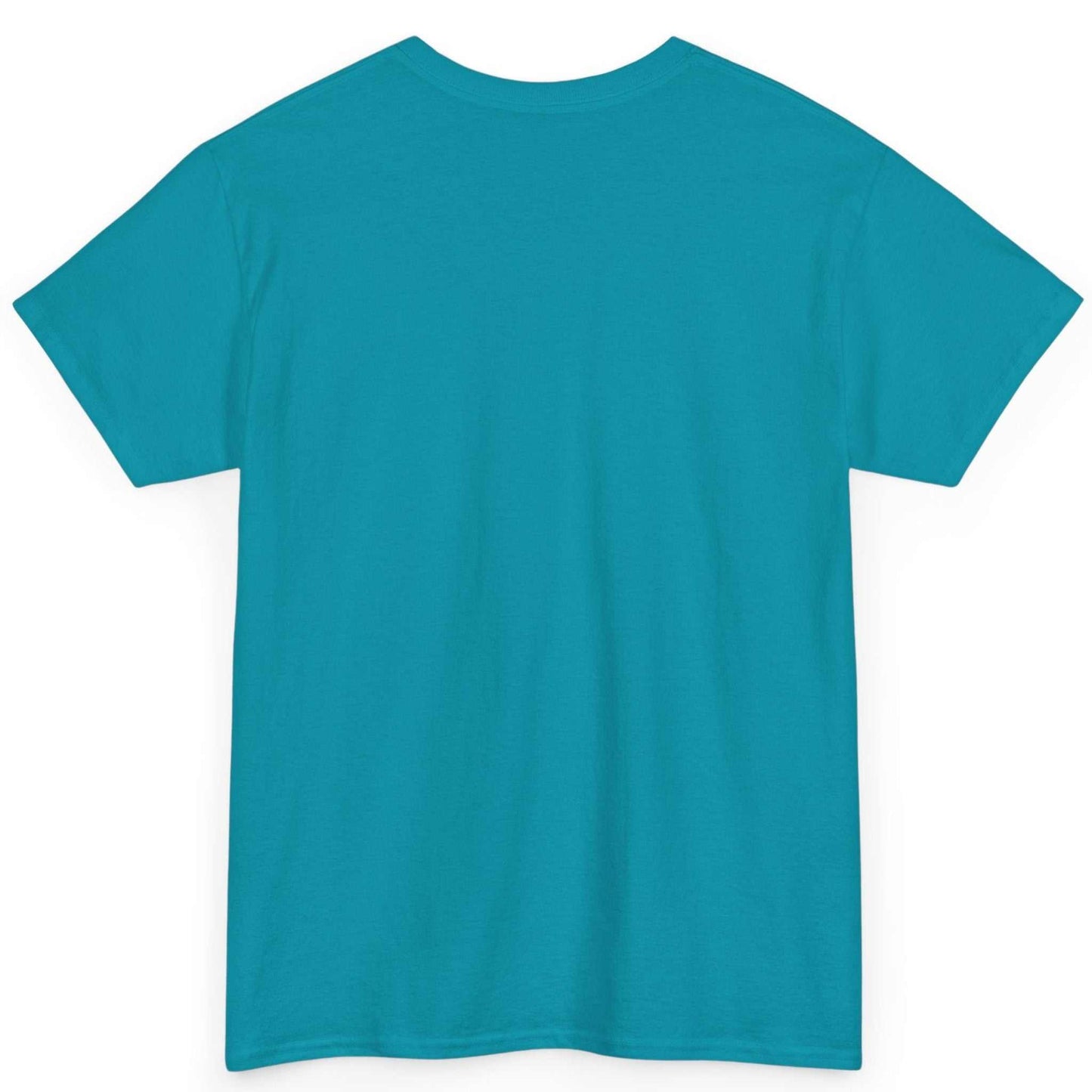 Back view of the tropical blue seamless tubular classic fit scuba shirt, displayed on a clean background.