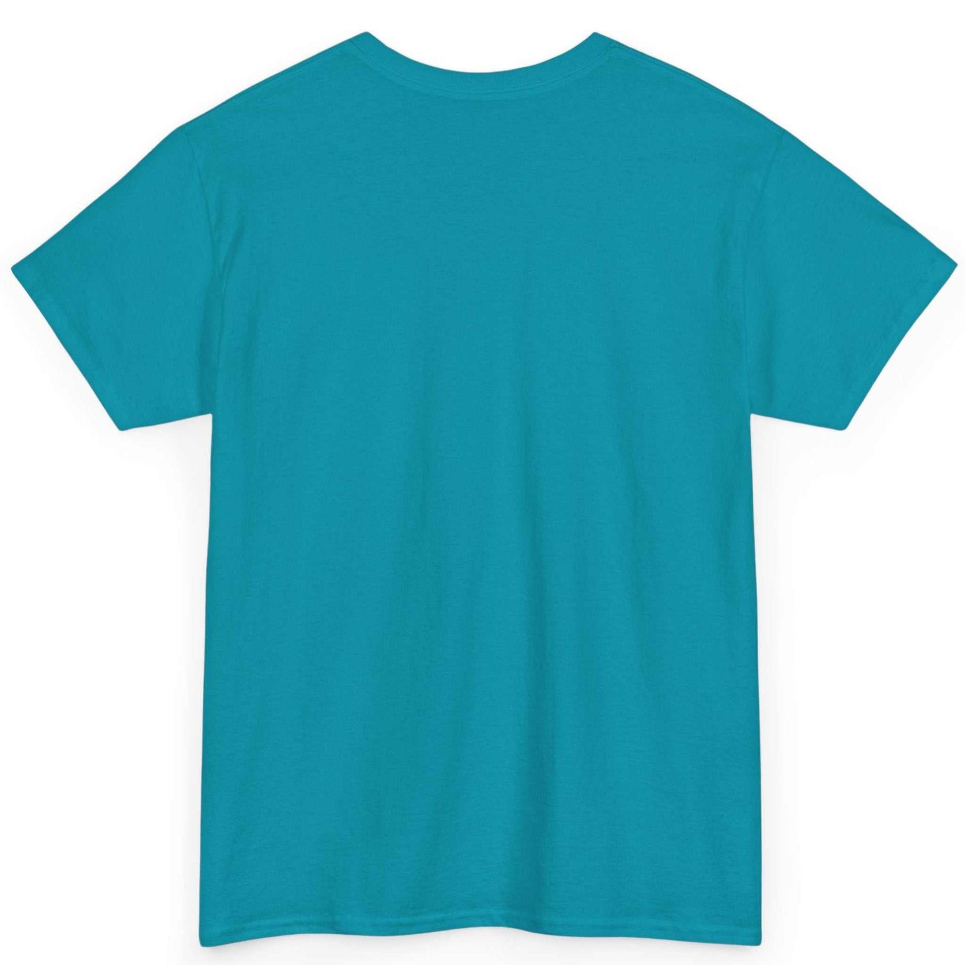 Back view of the tropical blue seamless tubular classic fit scuba shirt, displayed on a clean background.
