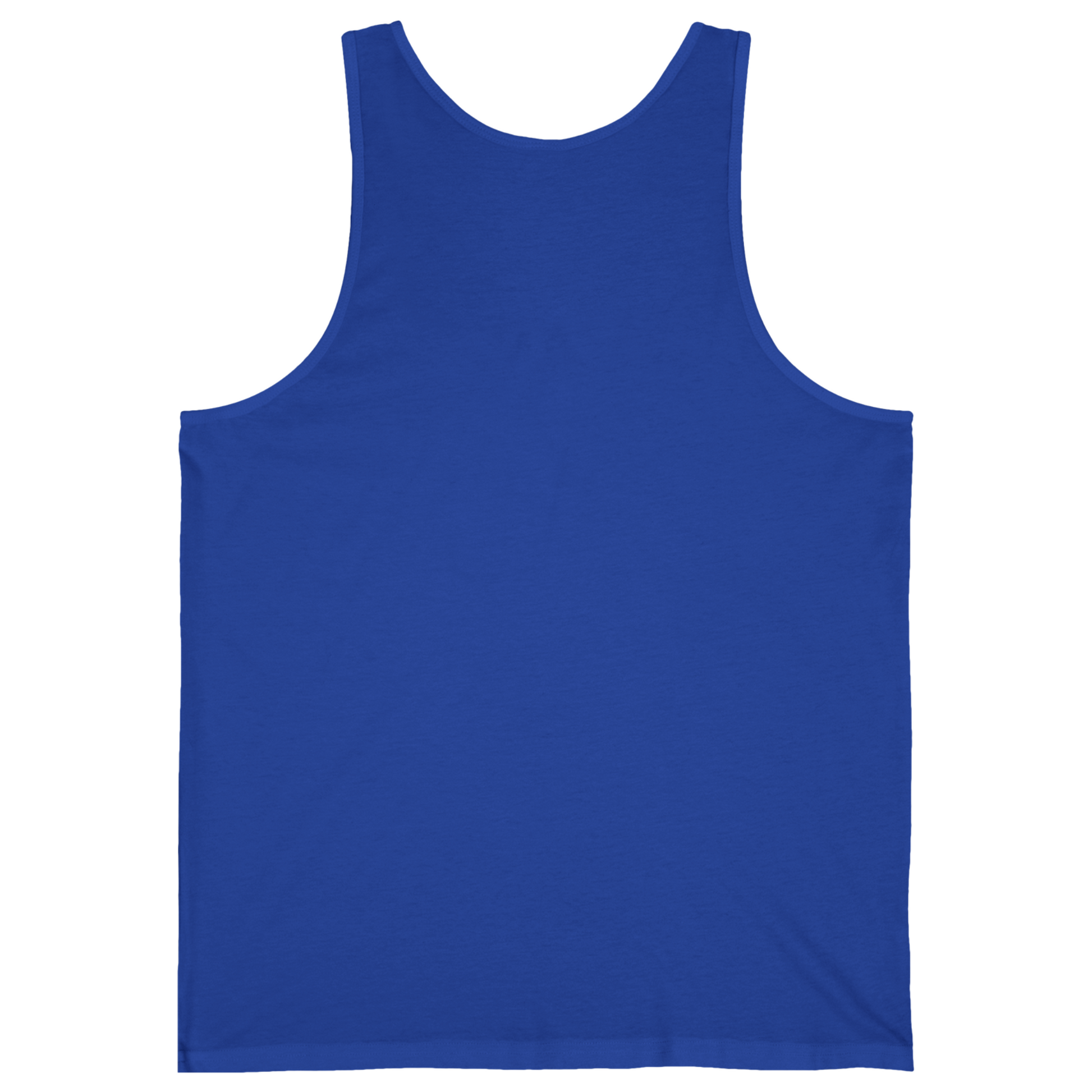 Back view of a plain true royal blue breathable summer tank top.