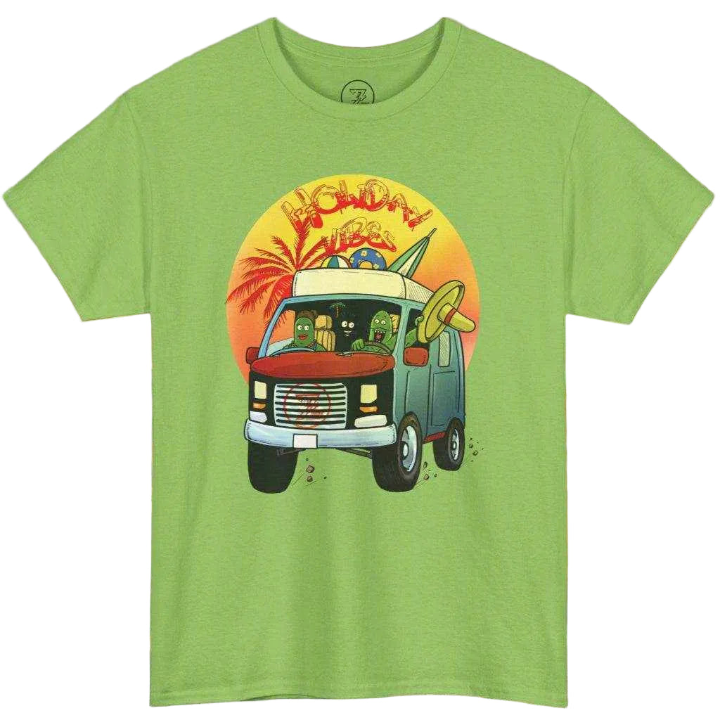 Vibrant Lime Adult Camper Van T-Shirt - Absolute original character art.