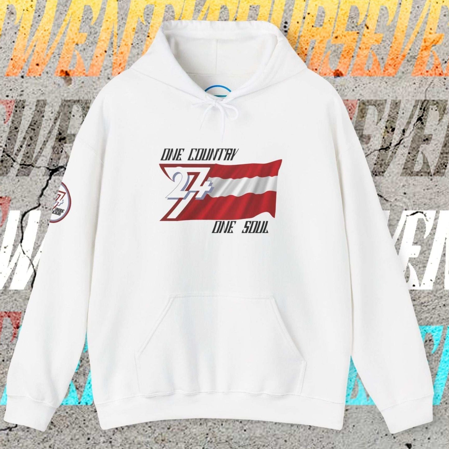 White Österreich "Alpine" hoodie with refined hand-drawn lines for never-ending national pride.