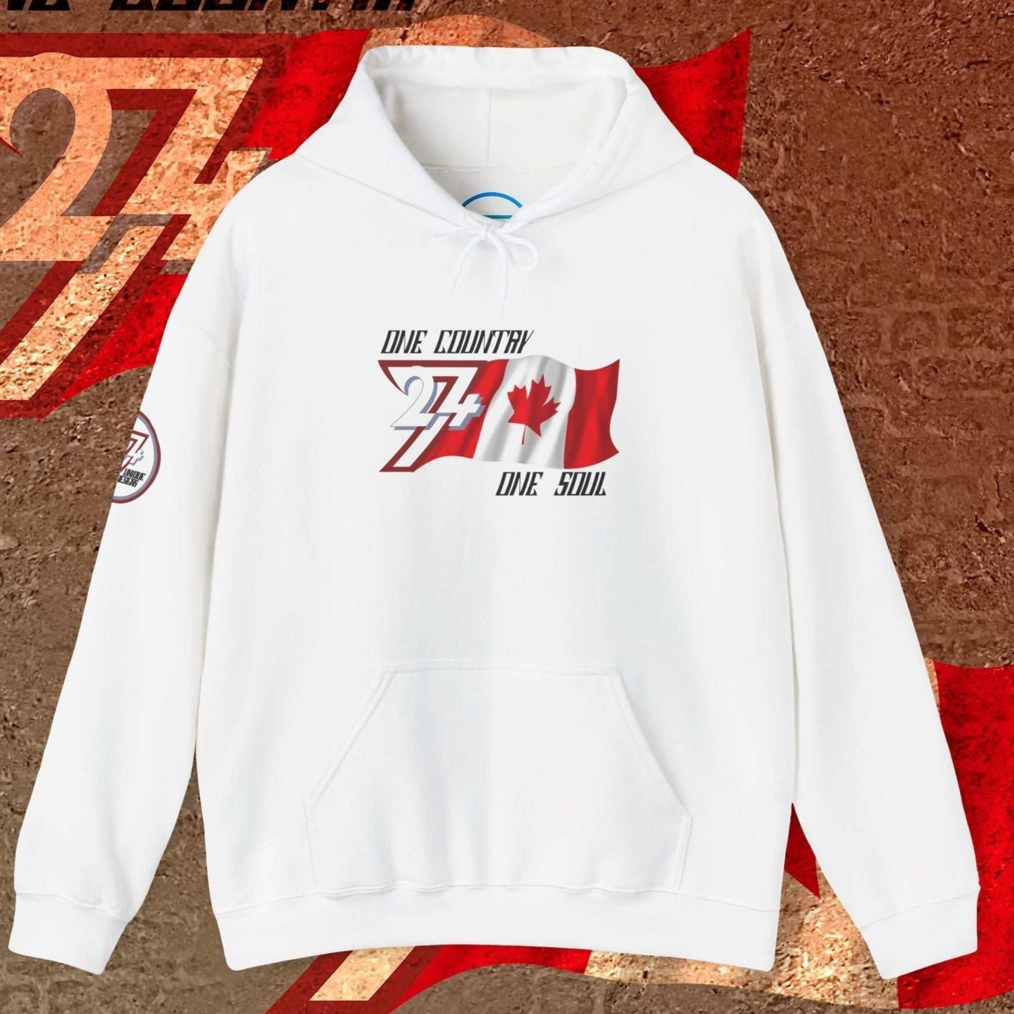White Canada "Maple" hoodie with refined hand-drawn lines for never-ending national pride.