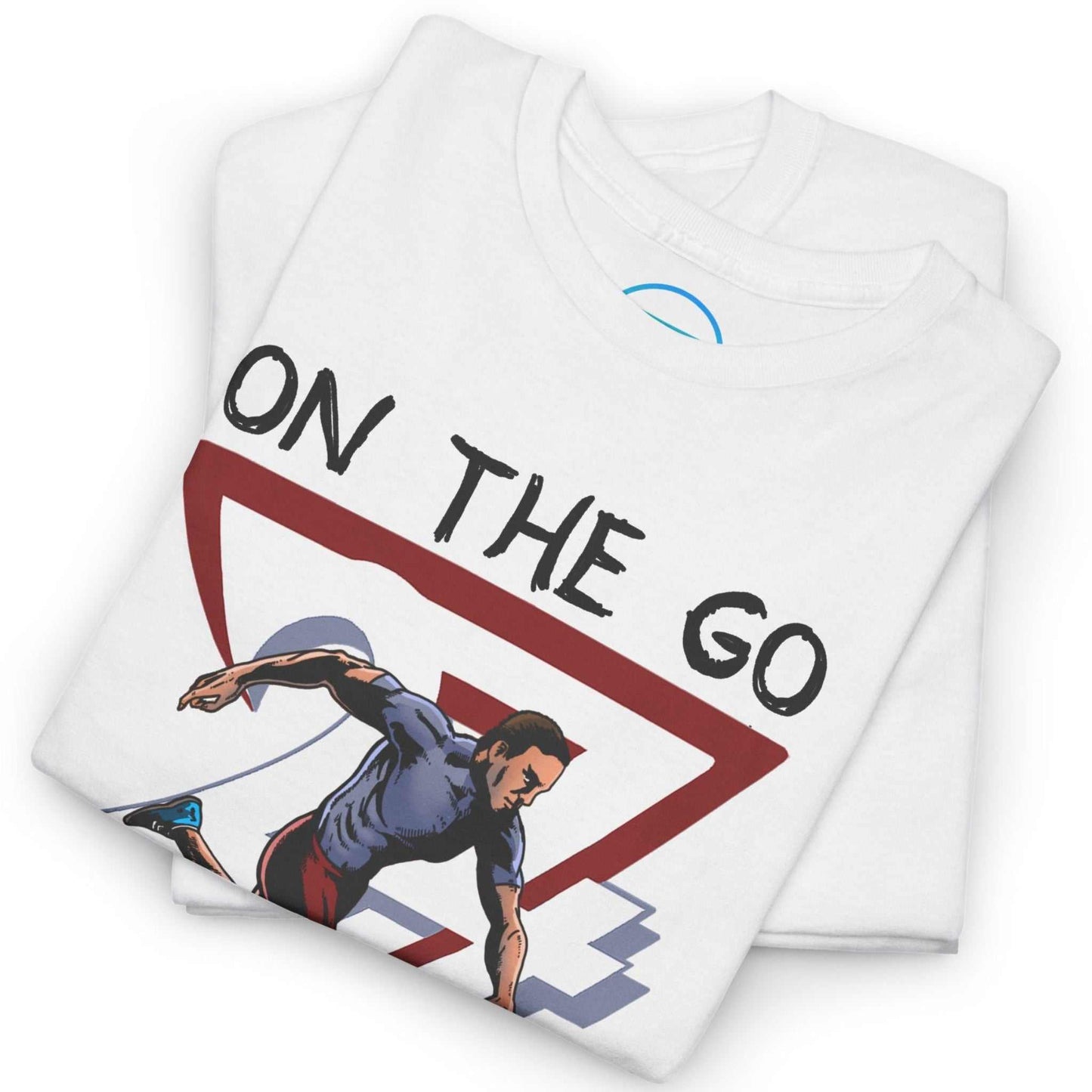 Neatly folded white chasing dreams t-shirt highlighting the crisp comic-style front print and premium fabric, laid flat.