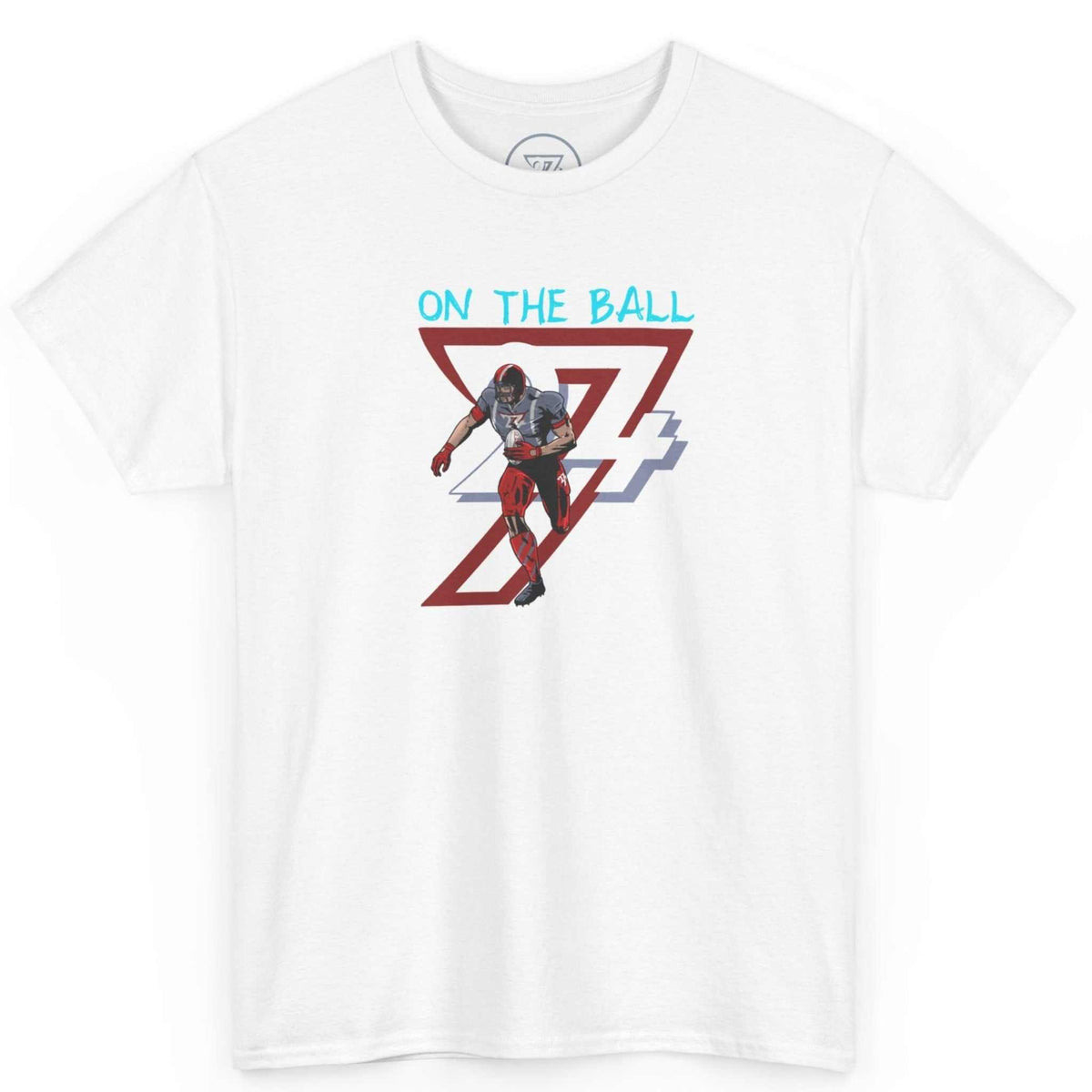 Front view of a crisp white digital comic art sports shirt highlighting the clean linework, displayed on a clean background.