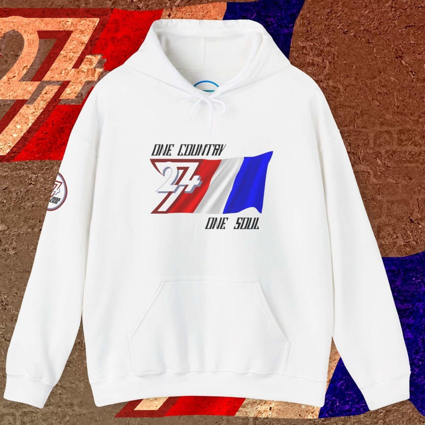 Crisp White France "Élan" edition hoodie with refined hand-drawn lines representing never-ending national pride.