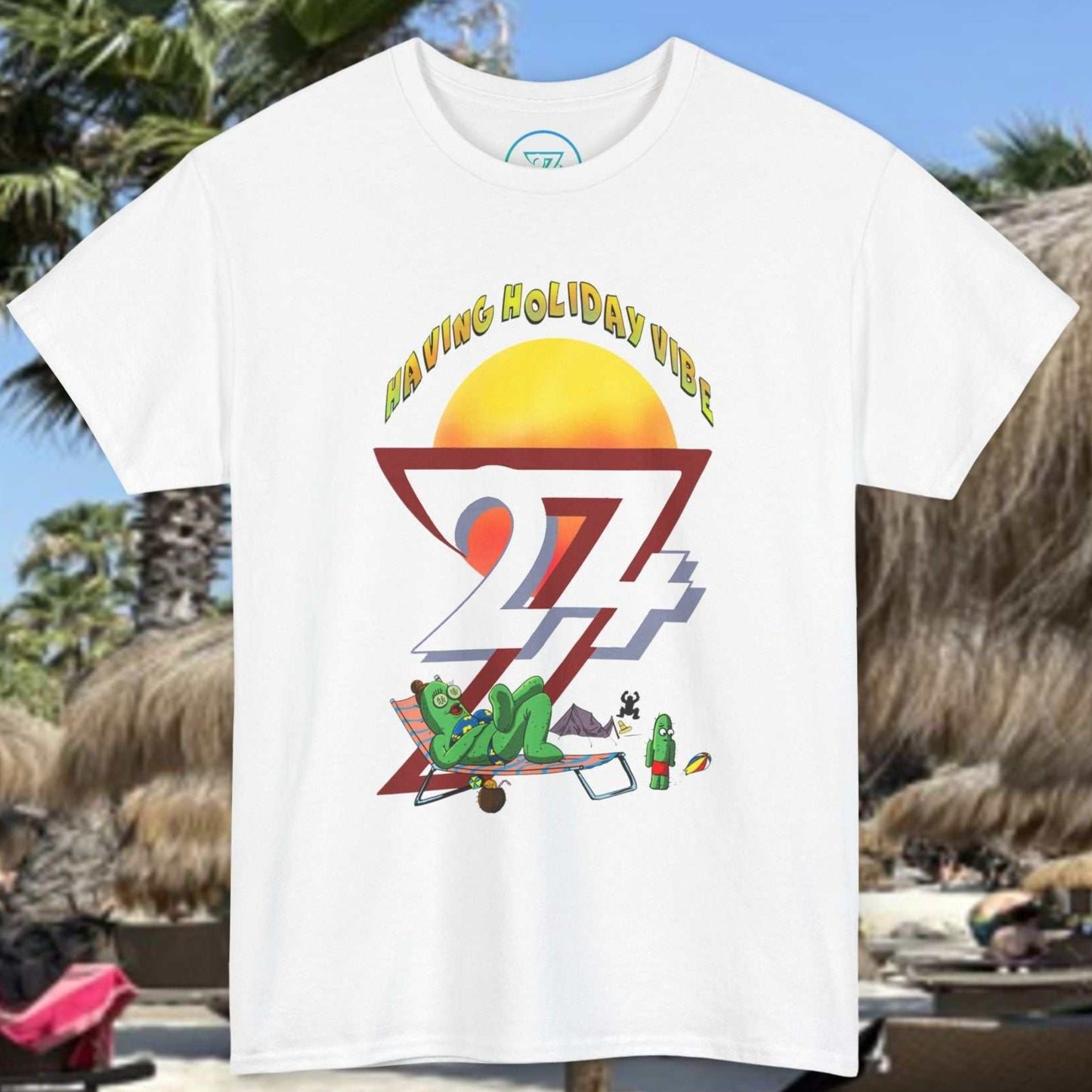 White funny family camping shirt featuring a cactus mom relaxing on a lounge chair next to a collapsed tent.