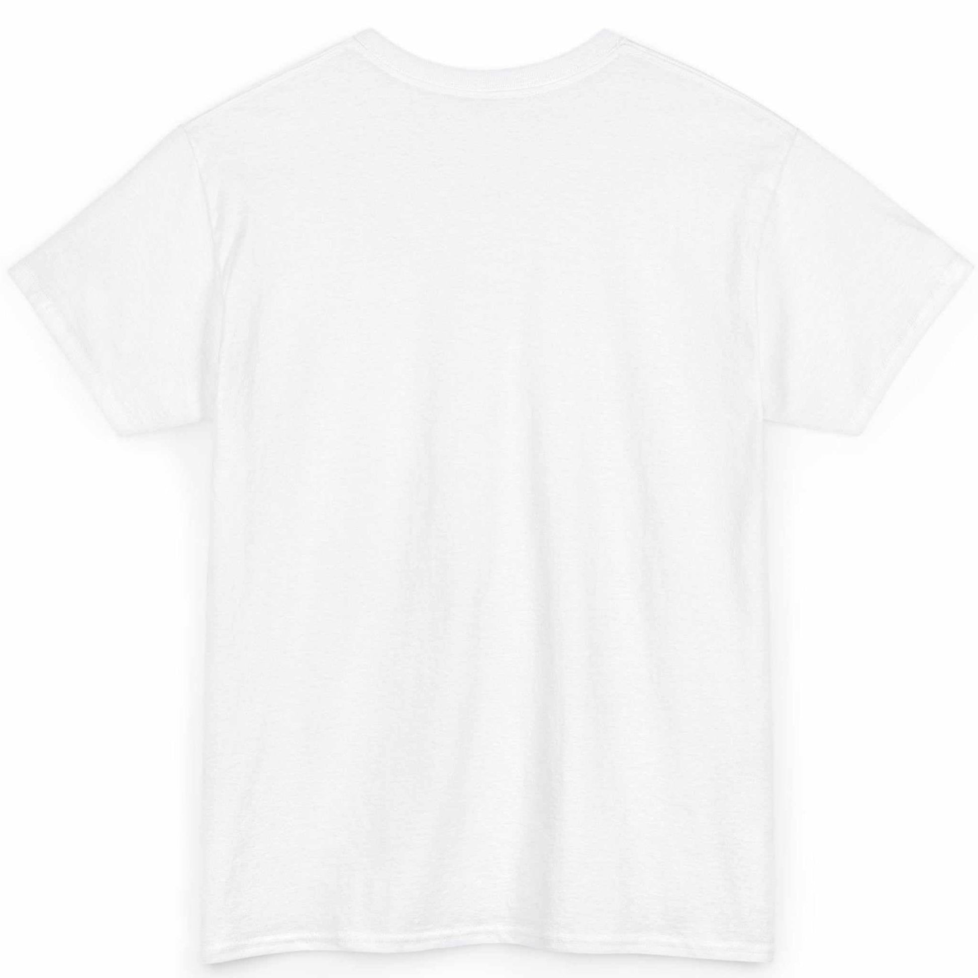 Back view of the white hand-drawn everyday activewear tee, showing the clean, unprinted cotton tubular back canvas.
