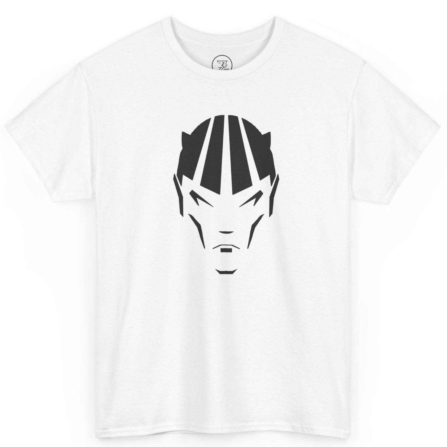 Flat lay of the white horror aesthetic streetwear top highlighting the human-drawn artwork.