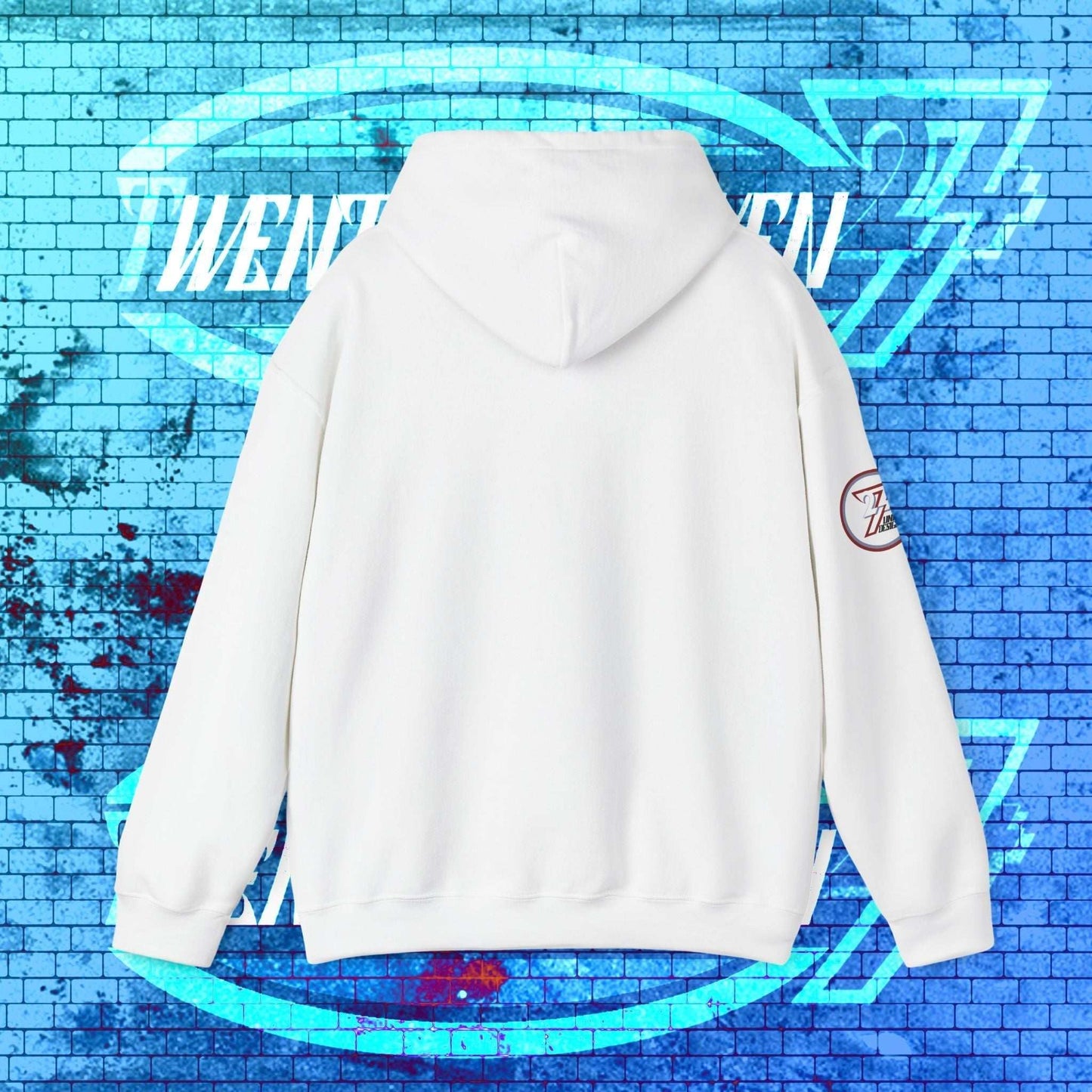 Rear perspective of the Ísland flag hoodie showing the clean, unprinted back and double-lined hood detail.
