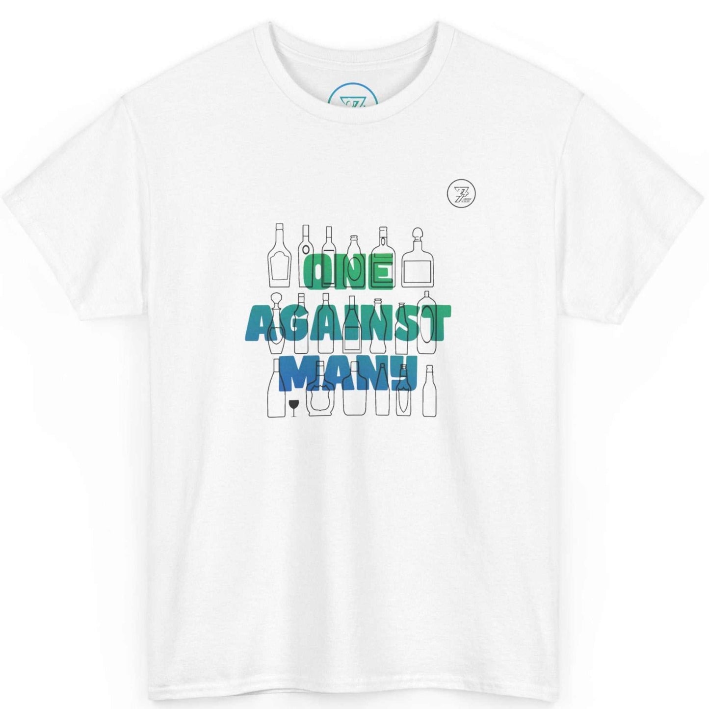 White introvert graphic tee highlighting the high-contrast blue-green typography, displayed on a clean background.