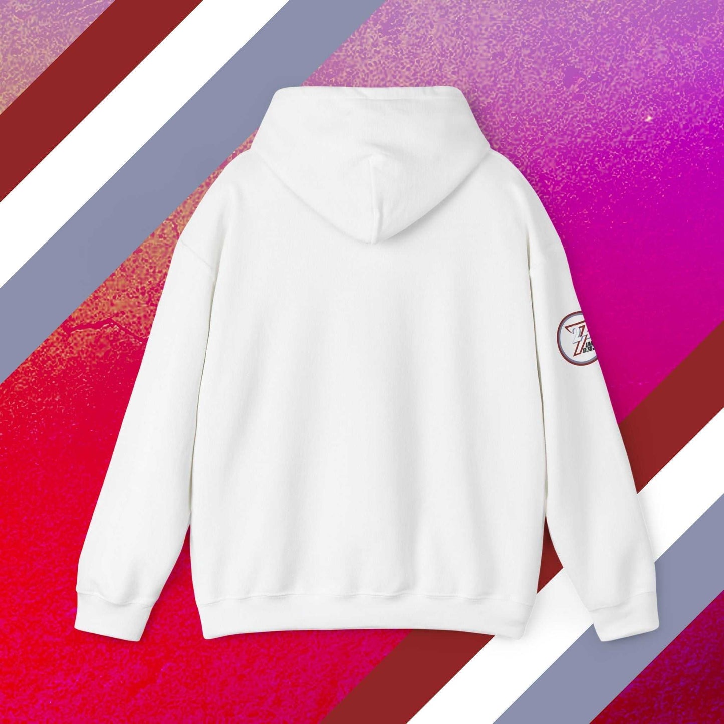 Rear perspective of the Polska flag hoodie showing the clean, unprinted back and double-lined hood detail.