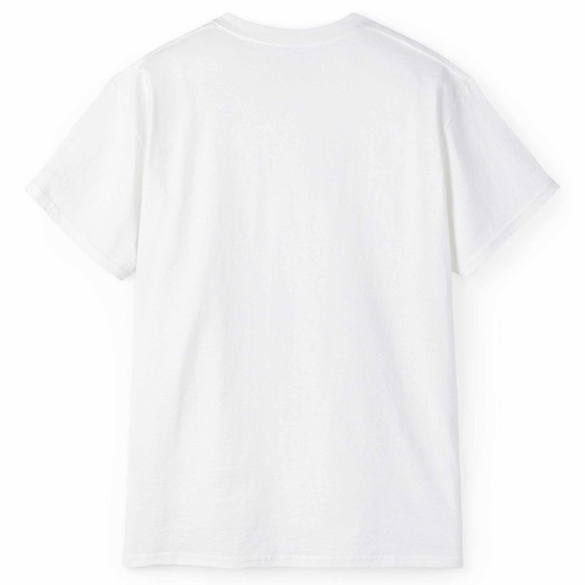 Back view of the white Tai Chi martial arts t-shirt, showing the clean, unprinted back canvas.