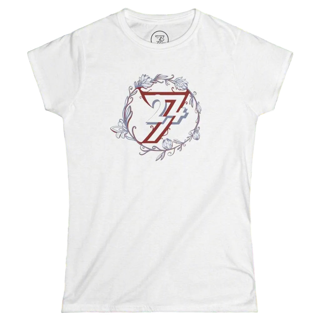 Front view of a white women's botanical t-shirt featuring a custom Southampton UK design.