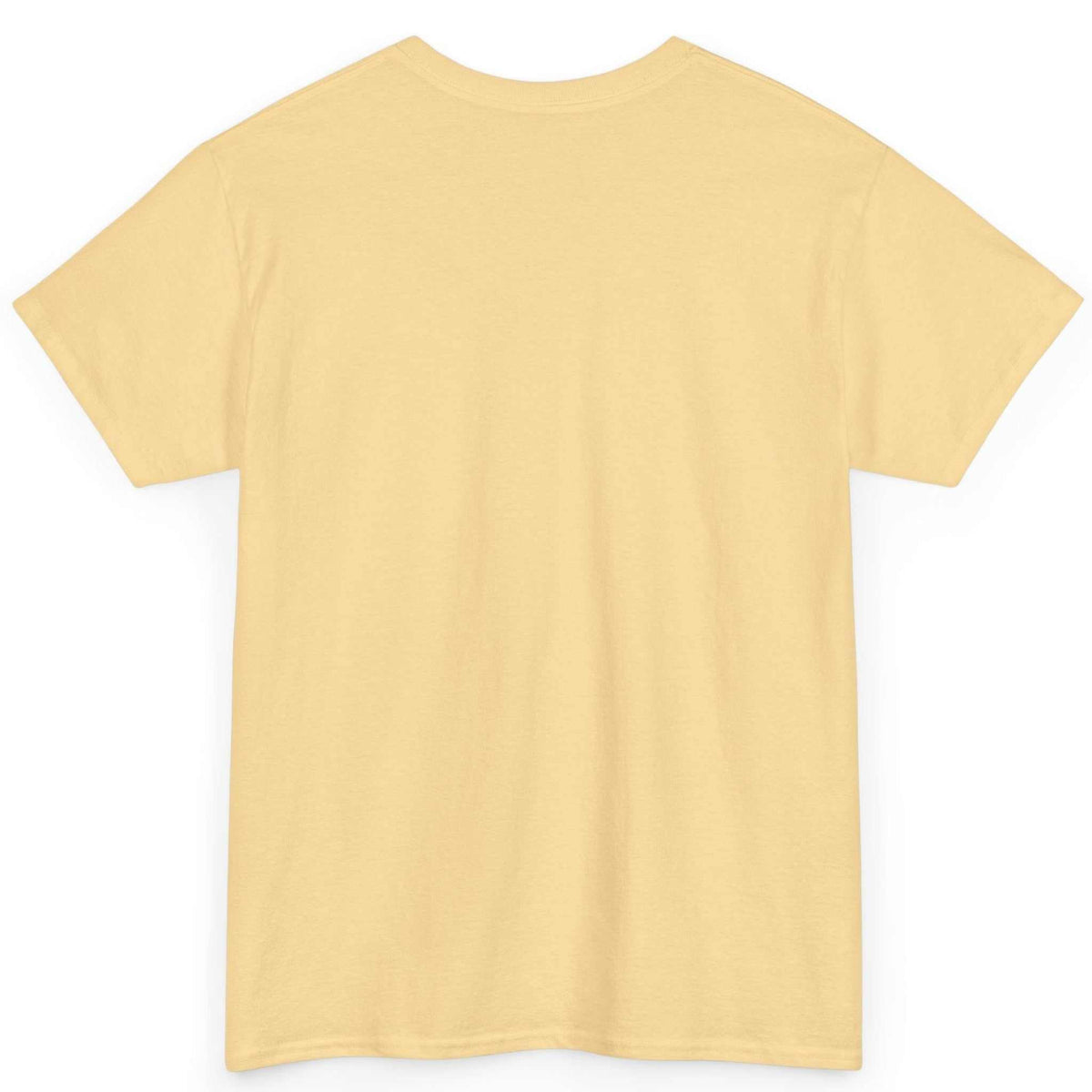 Back view of the yellow haze classic supercar graphic tee, showing the clean, unprinted tubular back canvas.